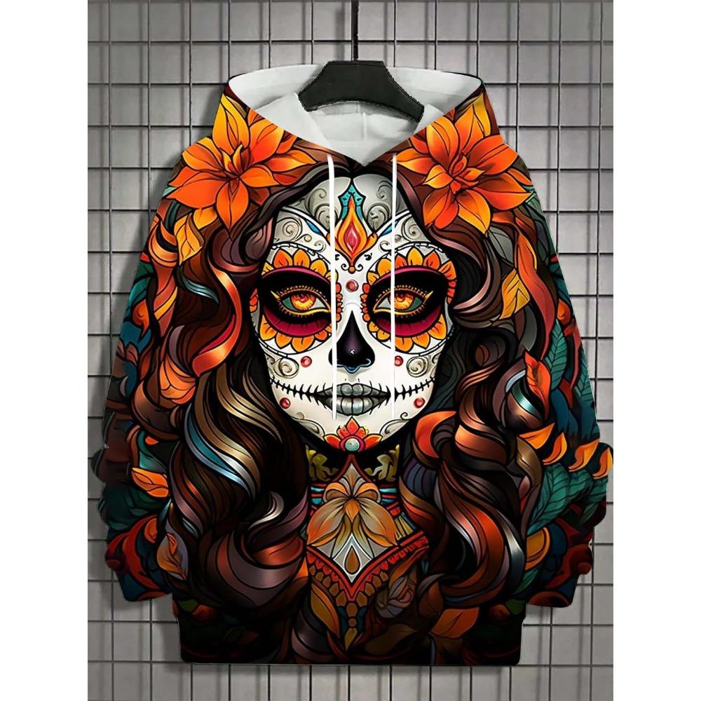 Fashion Women's Hoodie for Girls Autumn Long Sleeve Casual Sexy Girls Clothes Horror Undead Skull Pattern Unisex Tops