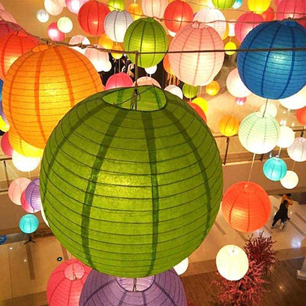 DIY Wedding Round Paper Lanterns Mid Autumn Festive Lanterns Hanging Lanterns Paper Lamp Ball