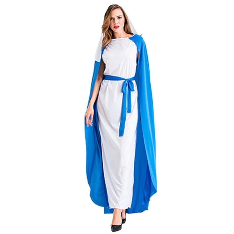 Halloween Greek Mythology Virgin Mary Dress Cape Cosplay Costume Stage Performance