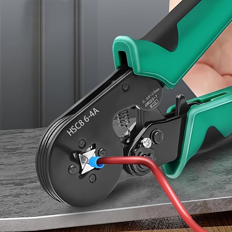 1 шт. Обжимные клещи, Инструмент для обжима трубчатых наконечников, HSC8 6-4A/0,25-10 мм², Саморегулирующиеся трещоточные клещи для обжима проводов, Подходят для ремонта велосипедов