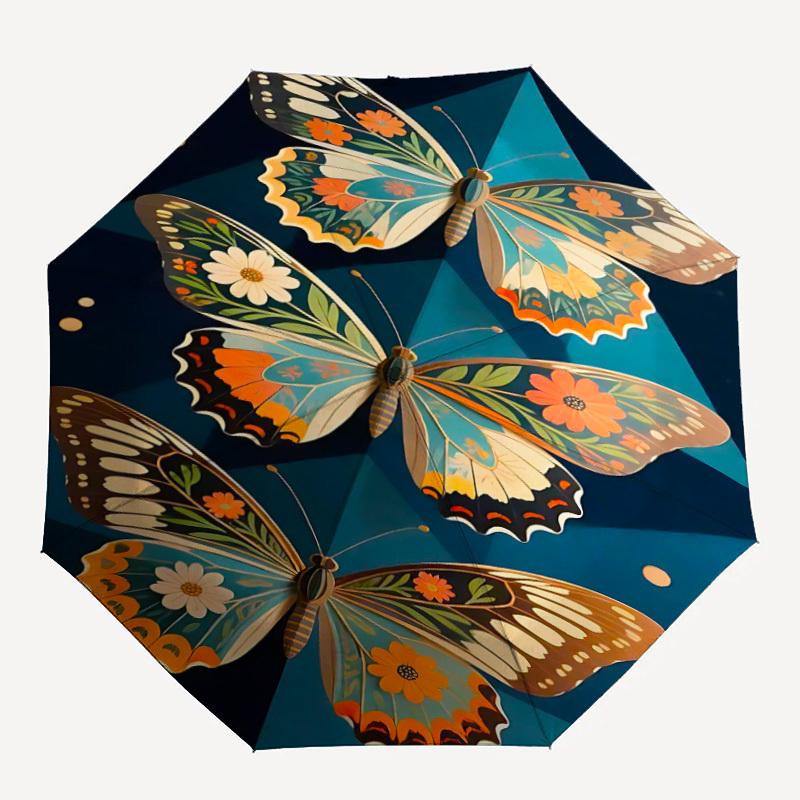1pc Butterflies, Floral Automatic Open/Close Umbrella, Portable Folding Umbrella for Travel, Themed Events026
