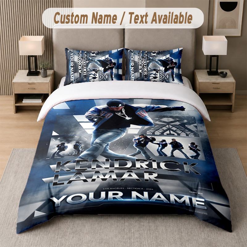 Kendrick Lamar 3Pcs Bedding Set, Personalized Custom Name Text, 1 Duvet Cover & 2 Pillowcases For Bedroom