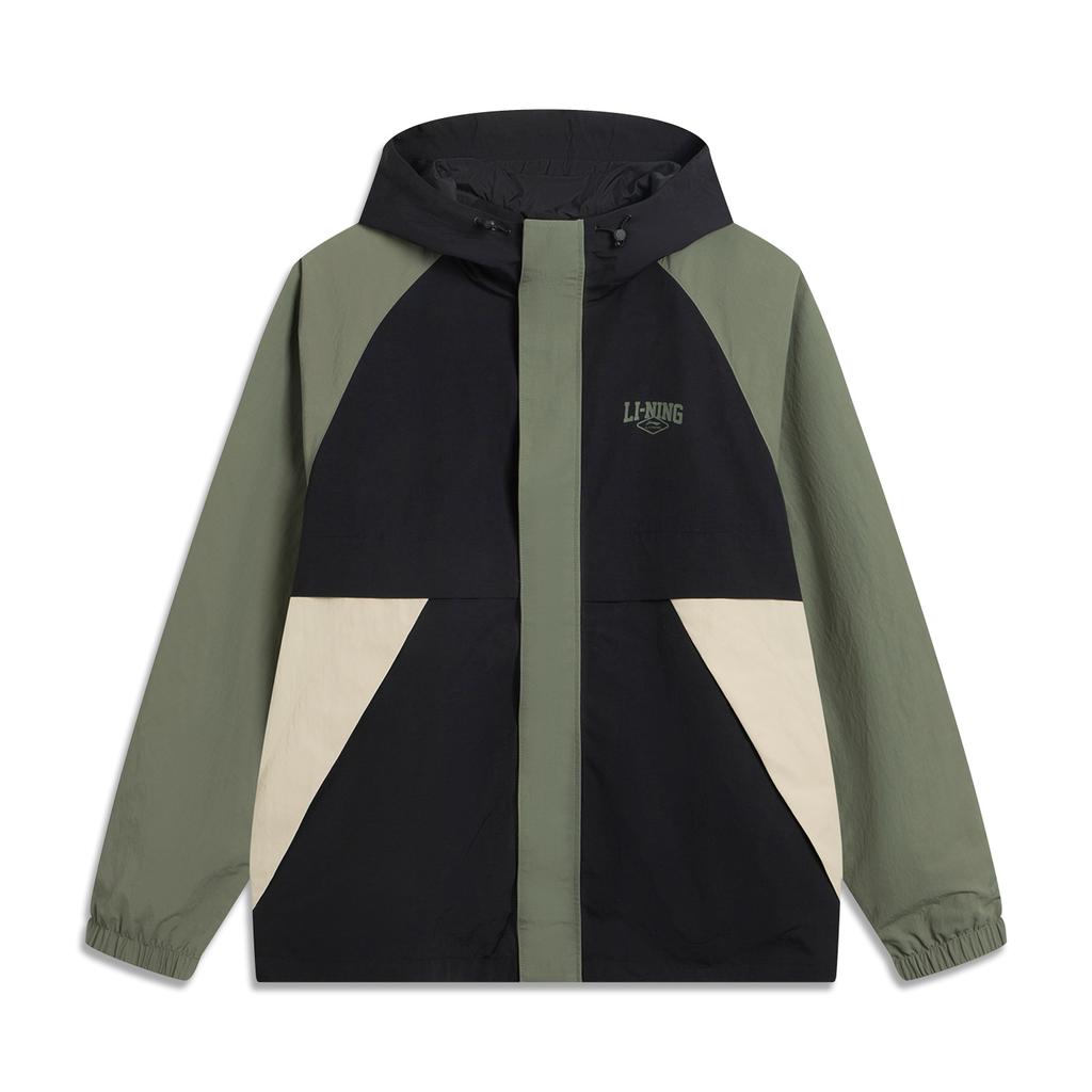 Li Ning Серия спортивного образа жизни Толстовка с капюшоном и принтом логотипа Удобная Повседневная Универсальная Ветровка с длинным рукавом Мужская Верхняя одежда AFDVE63-1