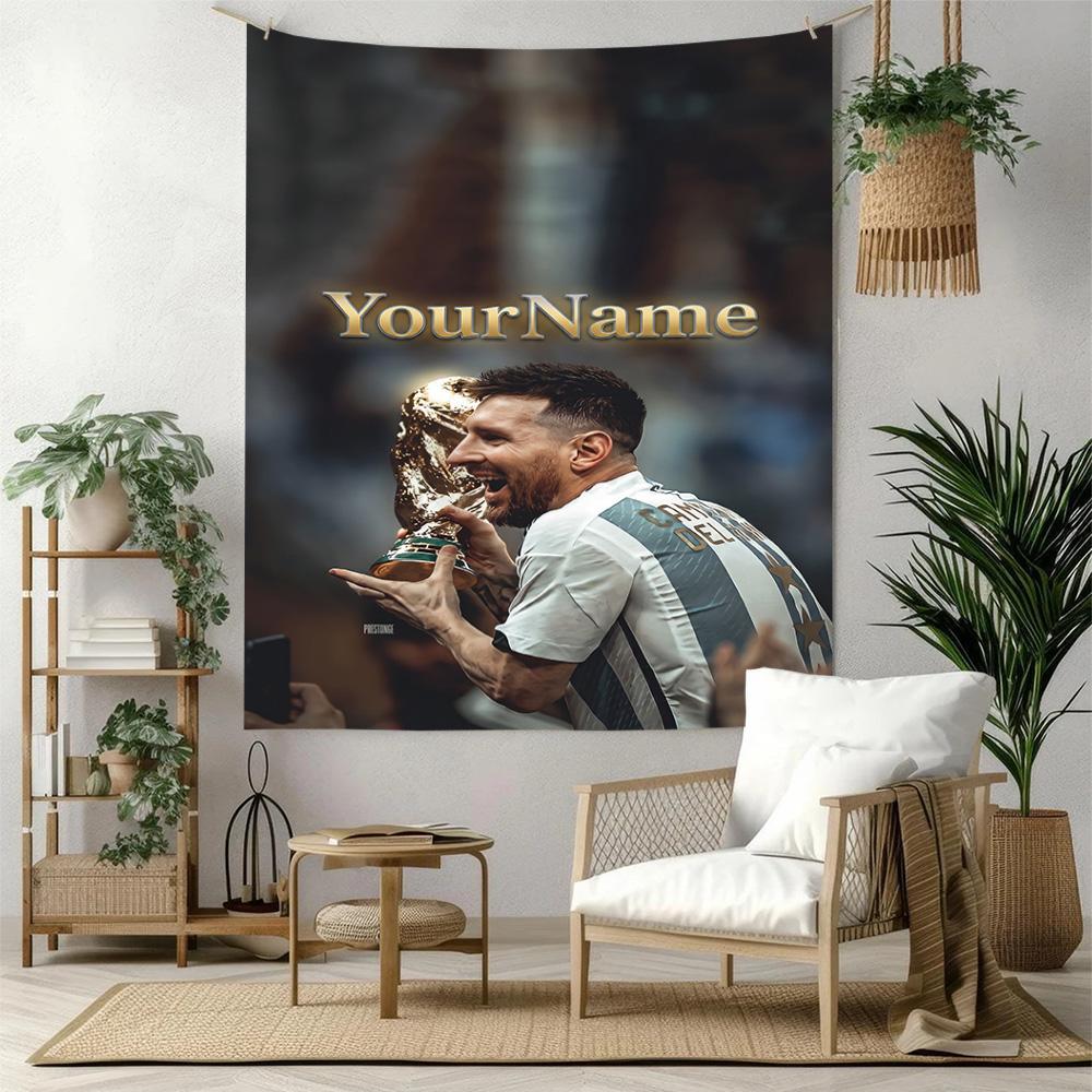 Messi Custom Your Name Wall Decor Tapestry Art For Pet Memorial Birthdaywedding Party Backdrop Family Gift