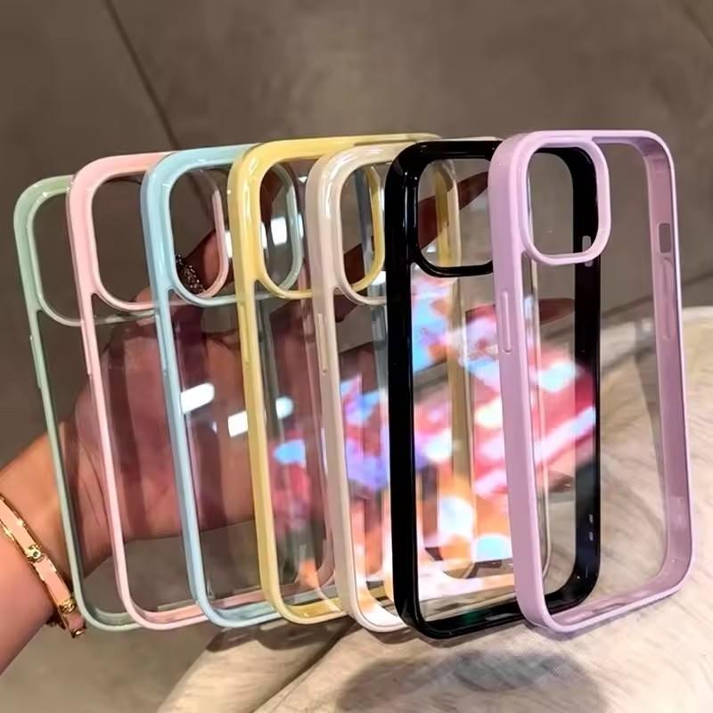 Роскошный прозрачный чехол для телефона конфетного цвета для iPhone 17 16 15 14 13 12 11 Pro Max Plus 16E Ударопрочный бампер Защитные чехлы Обложка