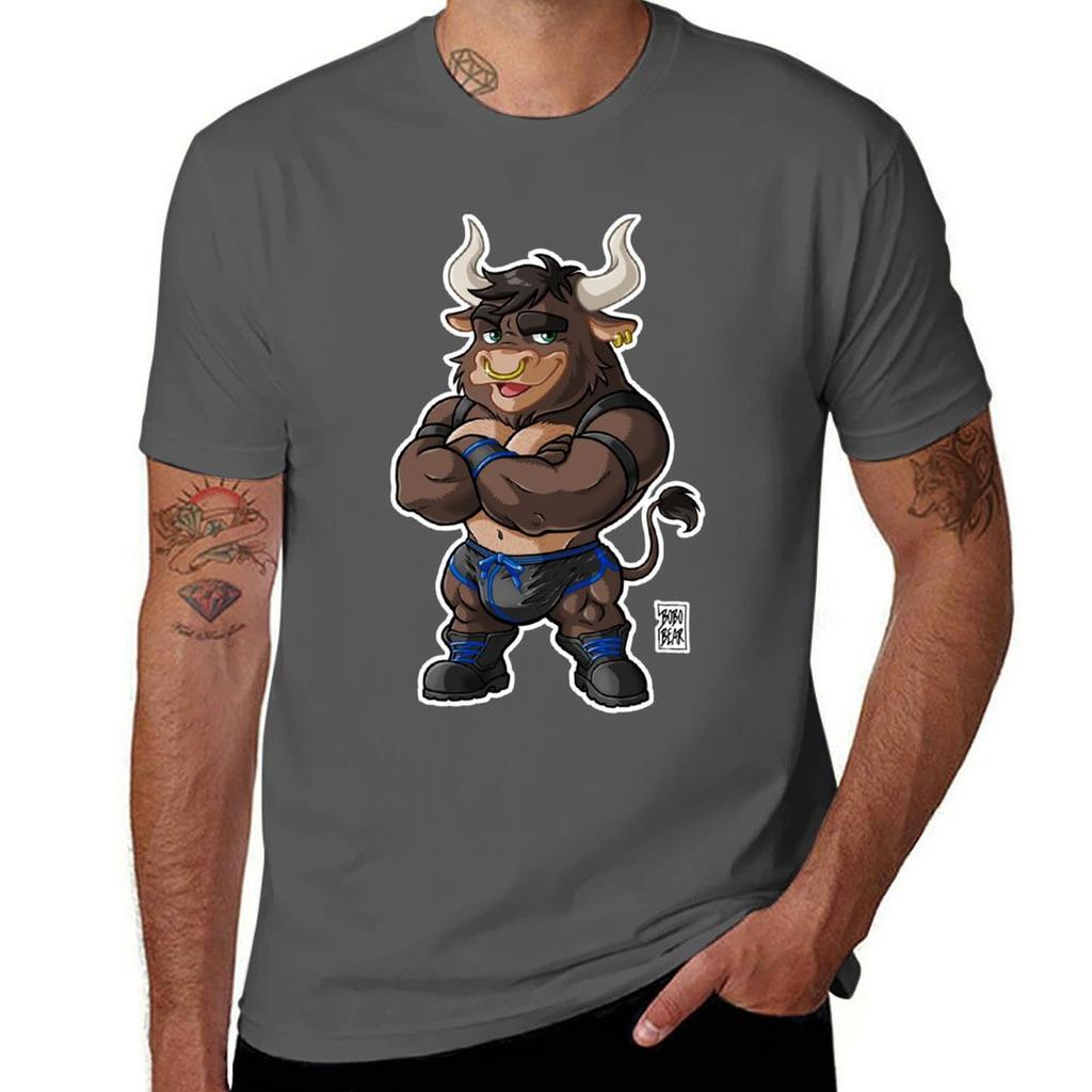 Beefy Bull (Blue Details) Bearzoo Series Tshirt Holiday Simple Tee Shirt