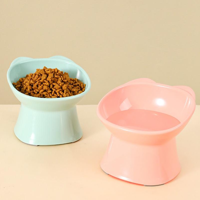 Новая миска для кошек, миска для кормления и питья с защитой от опрокидывания, миска для кошек в скандинавском стиле с квадратным горлом, двумя ушками, на высоких ножках, товары для животных