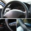 Useful DIY Faux Leather Soft Car Steering Wheel Cover with Needles and Thread