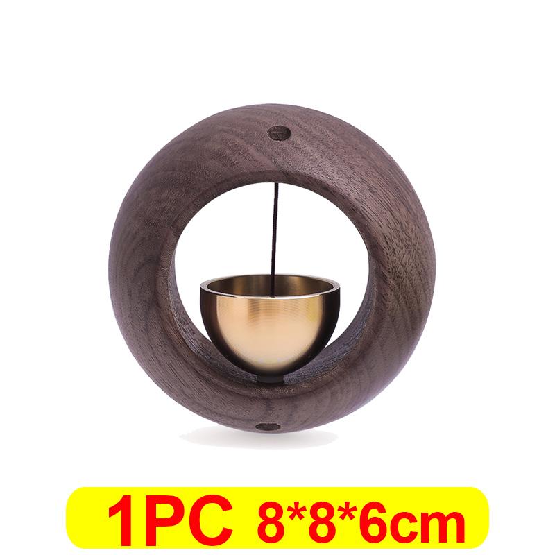 1/4pcs Solid Wooden Doorbell Magnetic Aesthetic Brass Wind Chimes Wireless Doorbells Entrance Door Bell Hanging Pendants Decor