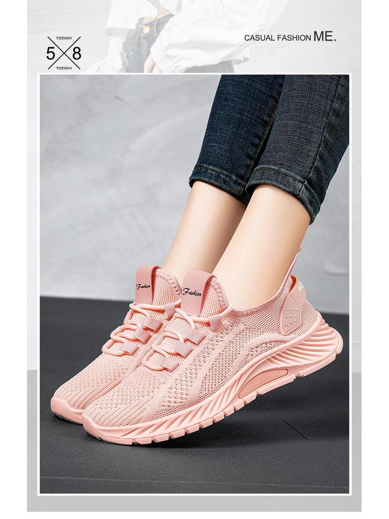 Женские модные легкие кроссовки Flyknit - Дышащие, повседневные, доступны большие размеры