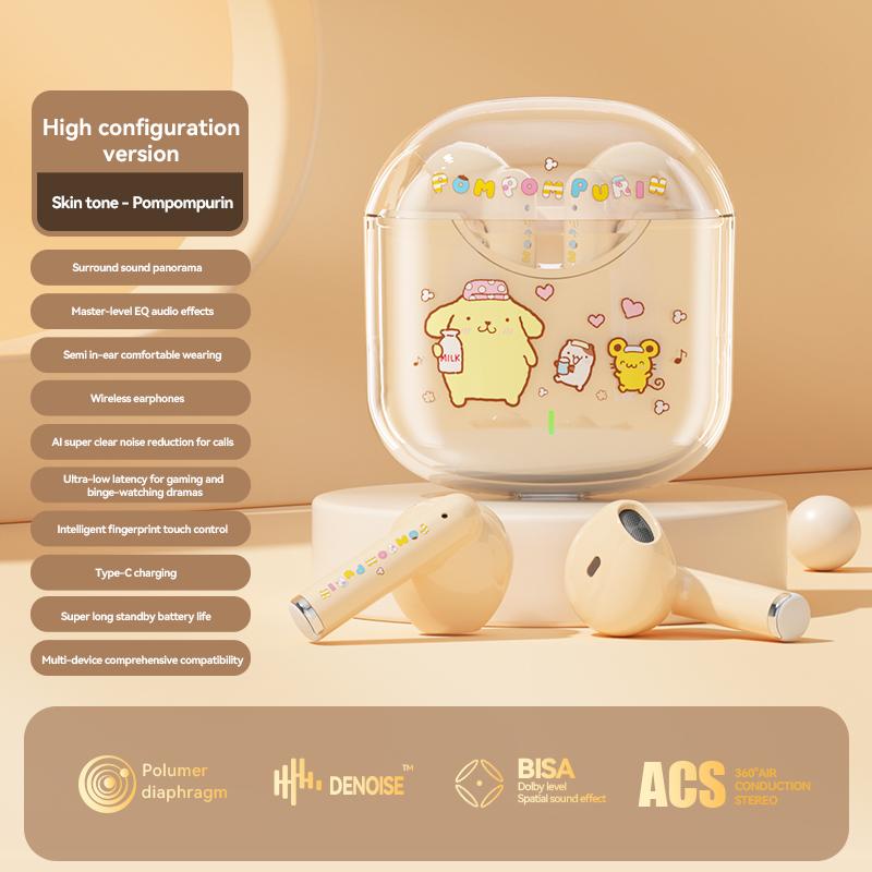 EBL19 Tws Беспроводные Bluetooth-наушники Прозрачный кейс Милый дизайн Hello Kitty Стерео Звук Наушники для всех смартфонов