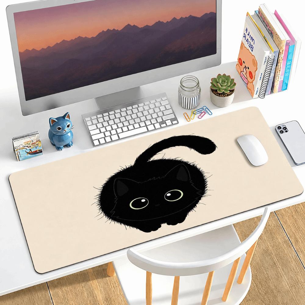 Non Slip Black Cat Mouse Pad Extra Large Desk Pad Cute Desk Pad Protector for Computer Desk