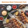2 шт., телескопическая вилка из нержавеющей стали, выдвижная длинная ручка, пищевая безопасная посудомоечная машина, портативная вилка для гриля, столовые приборы, инструмент для барбекю