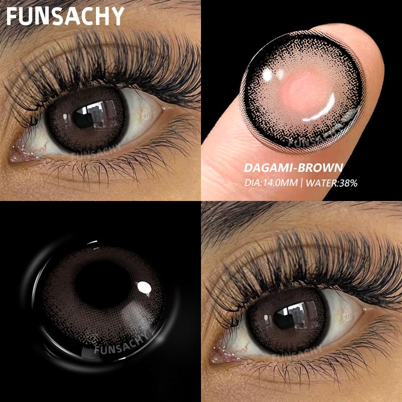 FUNSACHY 1pair Colorcon Colored Contact Lenses for Eyes Fashion Beauty Pupils Blue Lens Natural Cosmetic Makeup Lenses Yearly