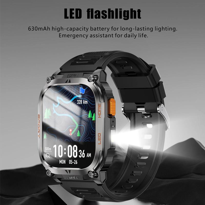 SACOSDING GPS Outdoors Smart Watch IP68 Waterproof GNSS Compass Military Sport LED Flashlight Smartwatch Men 2025 New For Android IOS