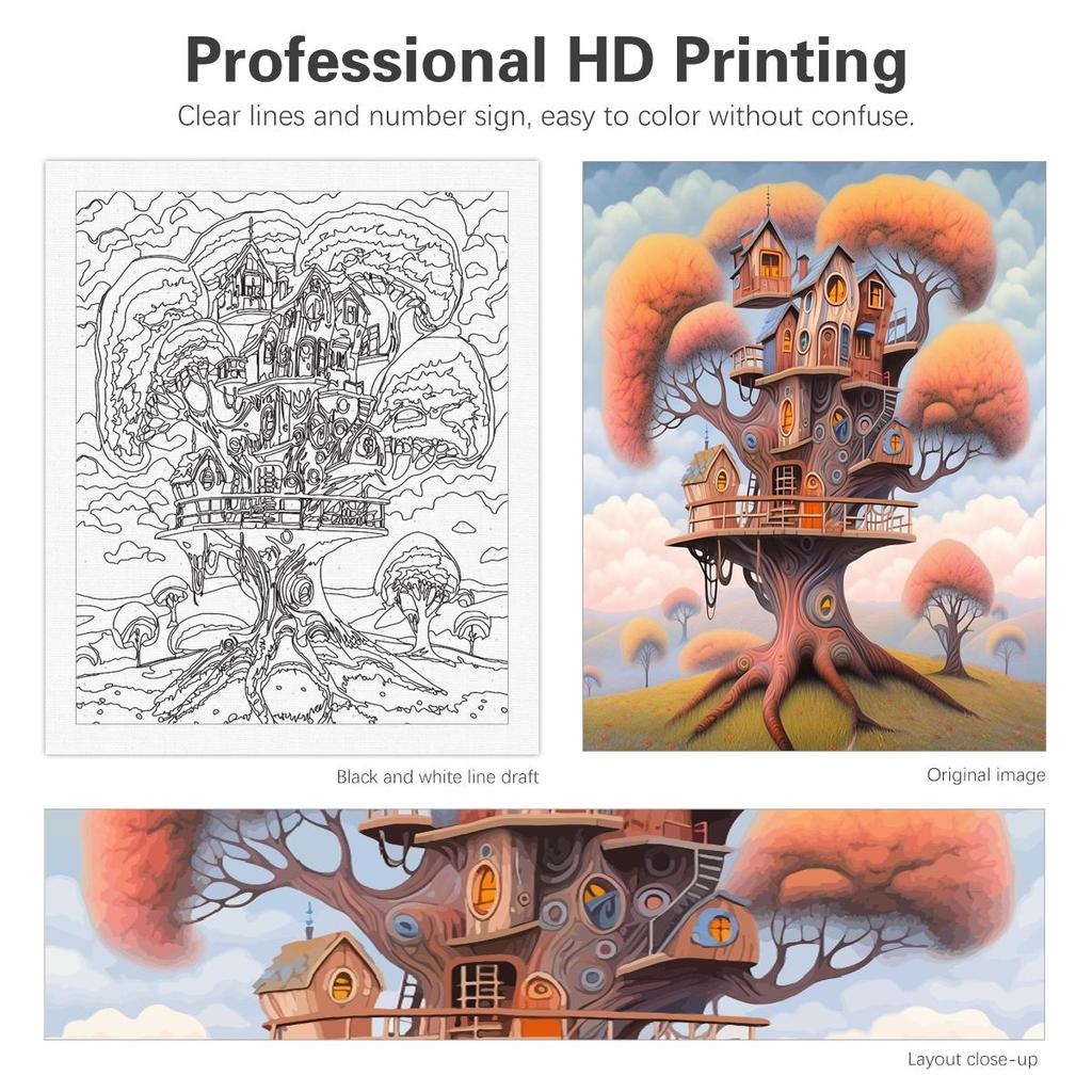 Рамка «сделай сам», картина по номерам для взрослых, комплект, дом на дереве, настенное искусство, пейзаж ручной работы, подарок «сделай сам», для домашнего декора стен 40x50 см