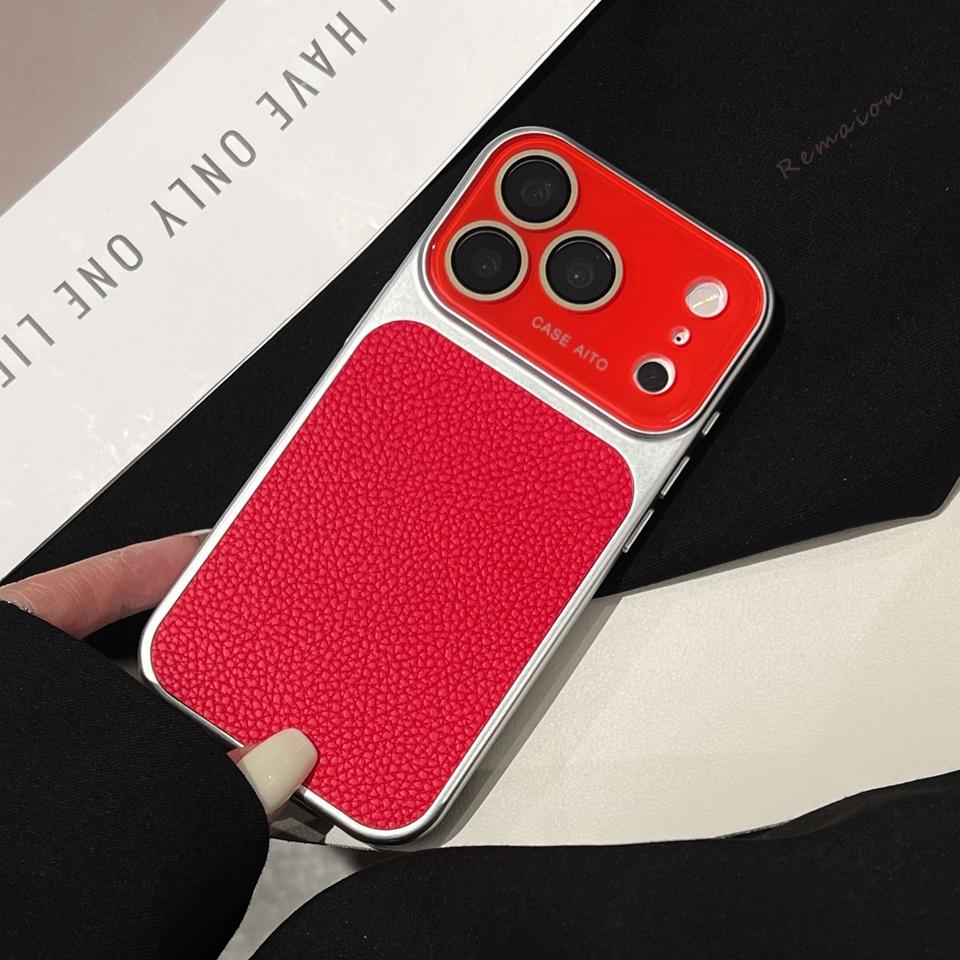 Official Lychee Leather Big Window Phone Case For For Iphone 17 13 14 1 16 Pro Max 16Pro 17Pro Candy Len Camera Protector Cover