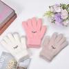 Cute gloves through smiley gloves winter cold-proof velvet thickened student gloves Korean version smiley gloves fixed