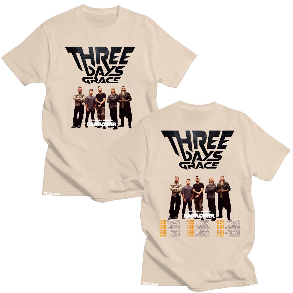 Three Days Grace Tour 2025 T-shirts Three Days Grace Gift for Fans Unisex Cotton Shirt Tees Summer Women Men Clothing Streetwear