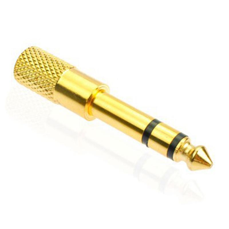 Gold 6.5Mm Male Plug To 3.5Mm Female Jack Stereo Headphone Audio Adapter