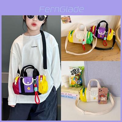 Детская повседневная сумка-цилиндр с подвеской, дизайн Color Blocking, на одно плечо, для детского сада, путешествий