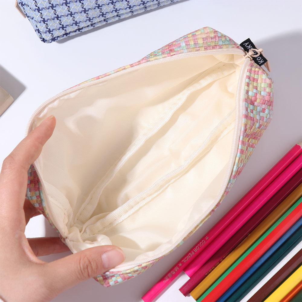 Large Capacity Woven Pencil Case Kawaii Pen Bag Durable Cosmetic Storage Bag Girls