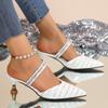 Fashion Women's Fashion Baotou Slippers Fall New Pointy Shallow Mouth Glitter with Anti-slip Wear-resistant High Heels