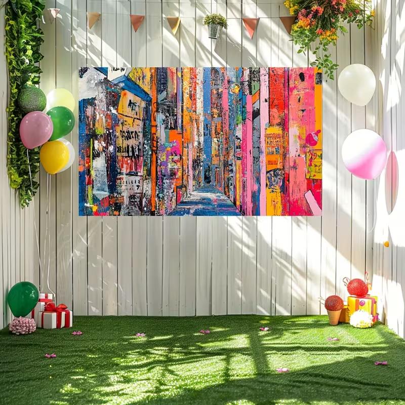 2D Vibrant Urban Street Art Backdrop Photography Background Banner