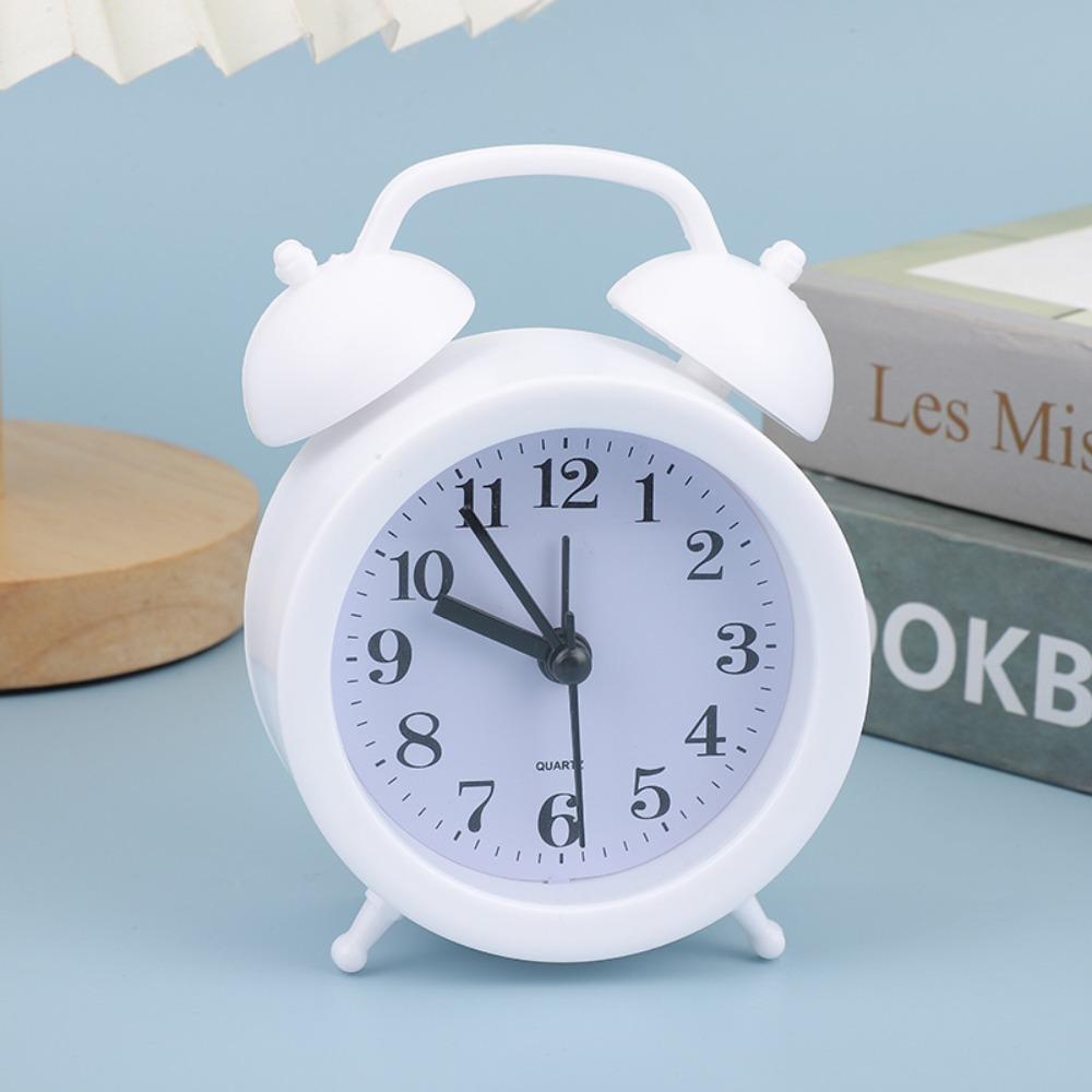 Double Bell Cartoon Alarm Plastic Bedside Clock Creative Small Alarm Clock Student
