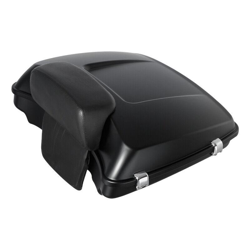 Мотоциклетный багажник-кофр Razor с спинкой для Harley Touring Road King FLHR 2014-2025 Серый цвет Gunship Задний багажник