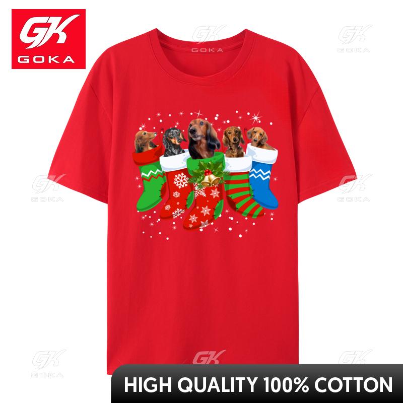 Dachshund Christmas Dog Cute Socks Xmas TShirt Normal T Shirt for Students New Coming Cotton T Shirt Leisure