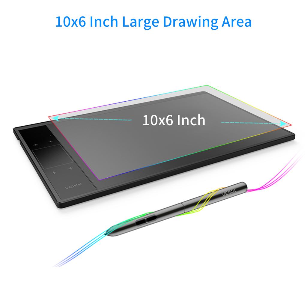 VEIKK A30 Graphics Drawing Tablet 10 X 6 Inch Large Active Area Smart Gesture Touch-Control 8192
