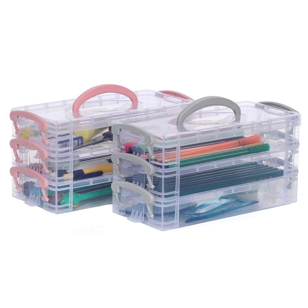 Stackable Portable Pencil Case Detachable Marker Pen Box Watercolor Pen Case  School Supplies