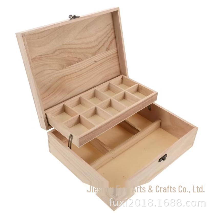 Paulownia Wood Double-Layer Jewelry and Needle Storage Box