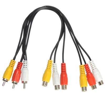 KAUMO AV-разветвитель Папа/Мама x2 2-полосный кабель (RCA Красно-бело-желтый 3-контактный) - (RCA Красно-бело-желтый 6-контактный)