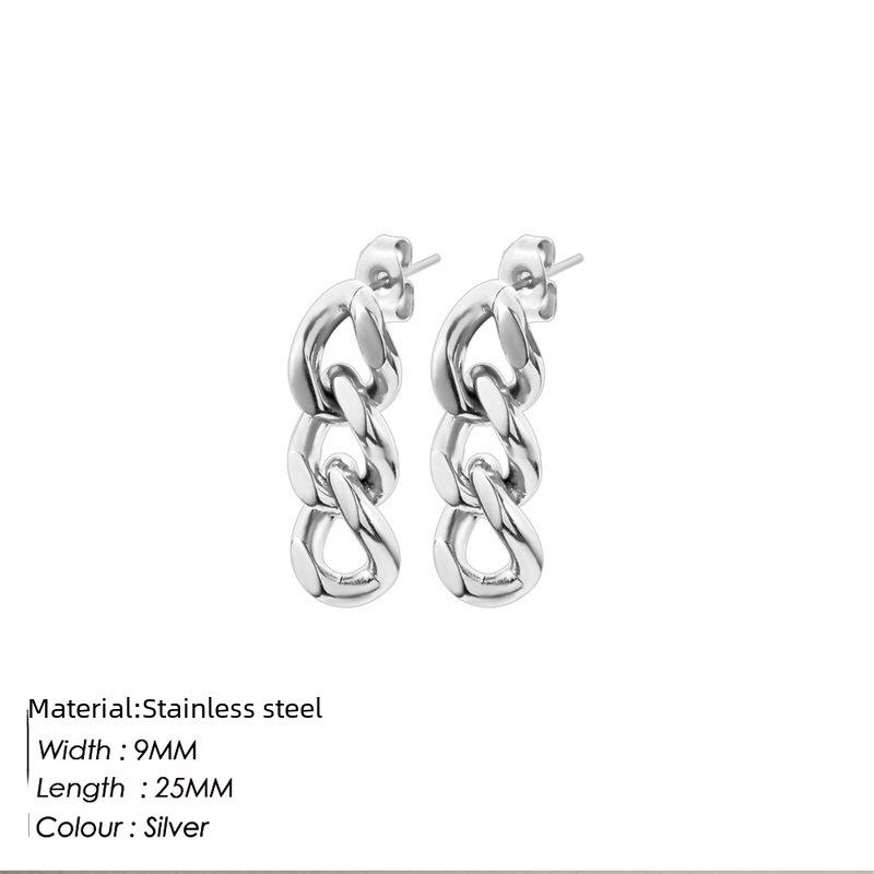 Позолоченные серьги-цепочки в стиле панк-кубин eManco для женщин - модные украшения из нержавеющей стали