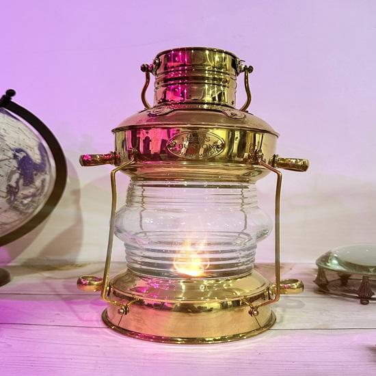 Brass, Copper Anchor Oil Lamp Leeds Burton Nautical Maritime 35.56 Cm Ship Lantern Rustic Home Decor Gifts