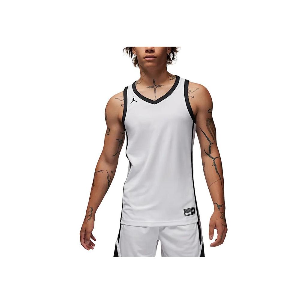 Jordan SS24 Dri-Fit V-образный вырез пуловер с логотипом принт прямой крой без рукавов баскетбольная майка мужская майка Team-White HF0523-106