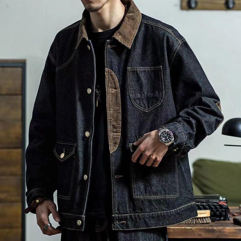 Trendy Vintage Loose Cowboy Coat for Men On Board Casual Clothing Denim Jackets Man