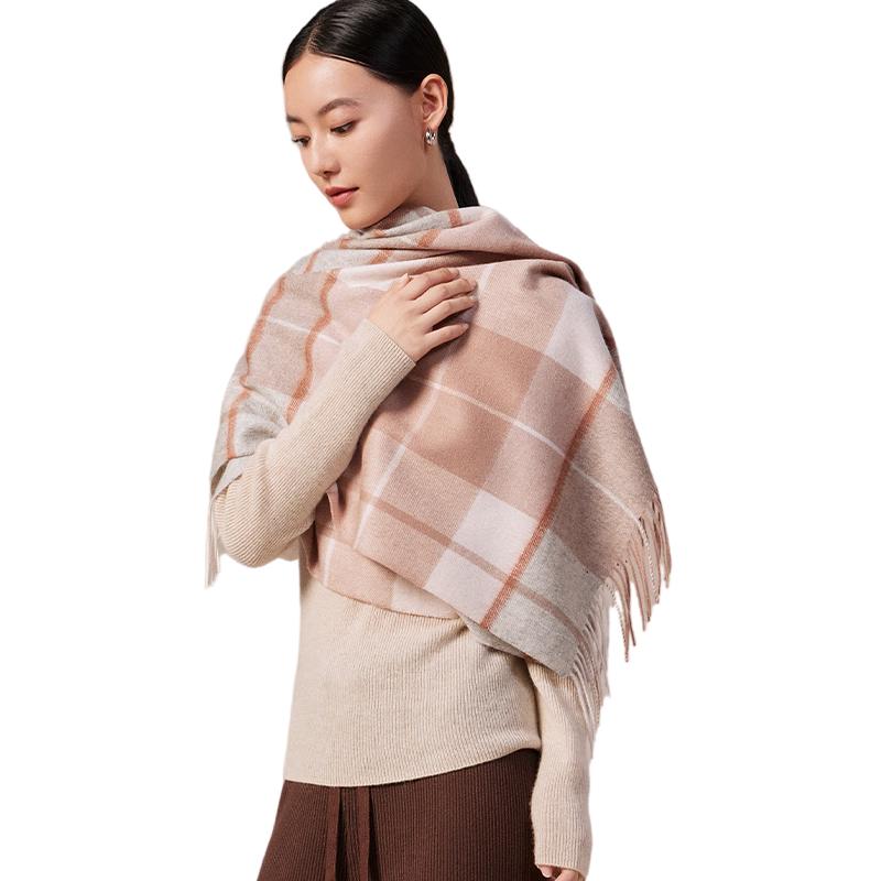 Shanghai Story Enhanced Warmth 100% Wool Plaid Scarf
