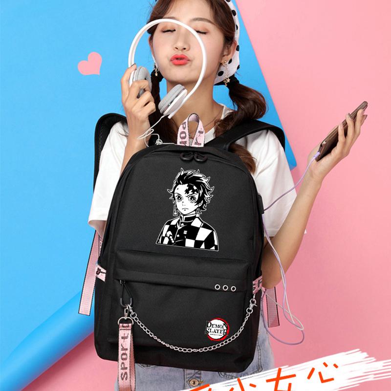Школьная сумка с героями мультфильмов для взрослых, аниме-рюкзак, истребитель демонов Nezuko Kawaii, большая вместимость, манга для путешествий, ежедневные сумки для книг для девочек