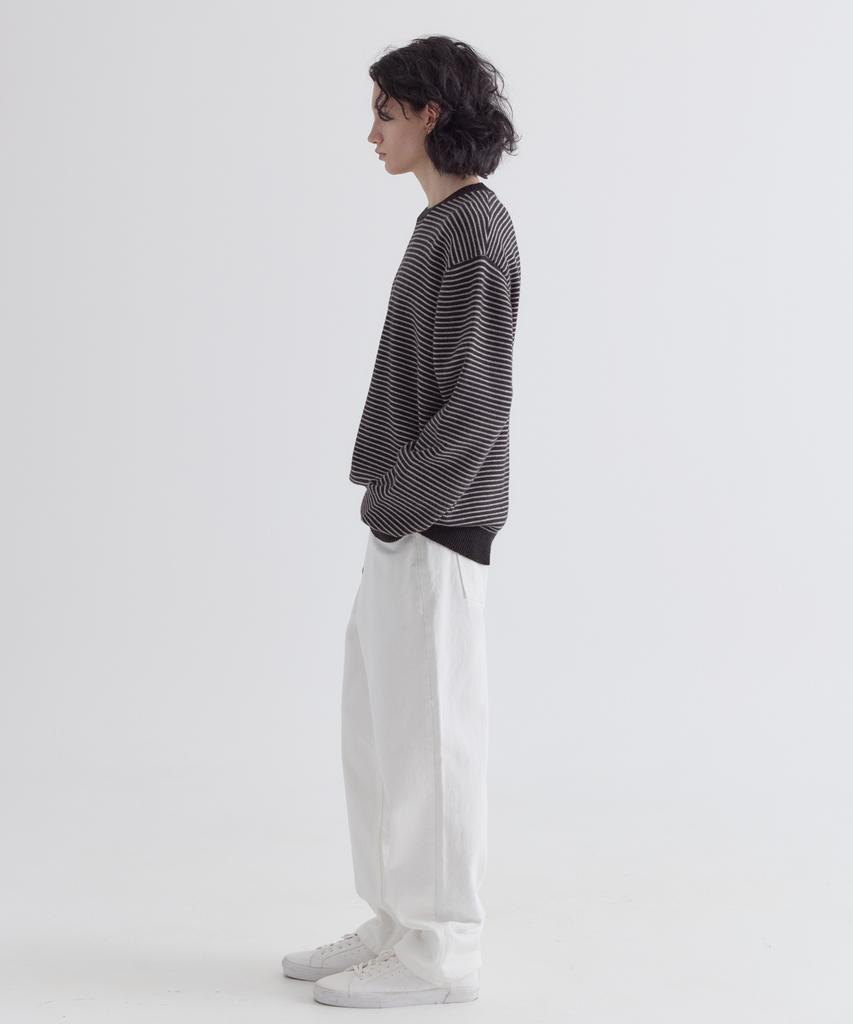 EZIO Aube Stripe Round Knit_Black