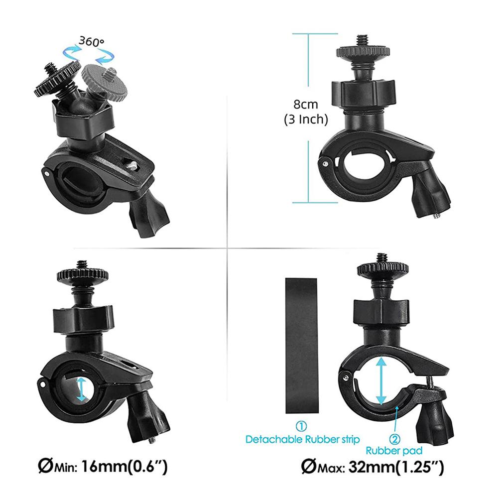Handlebar Clamp Mount Motorcycle Bike Pole Mount For GoPro Hero 13 12 11 10 9 8 DJI Osmo Action 5 Pro 3 4 Cameras Insta360 X5 X4