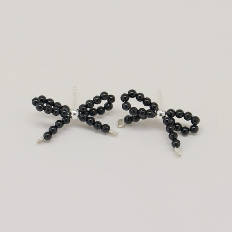 BEFORE MOONRISE [Silver 925] Ribbon Onyx Earrings SE229