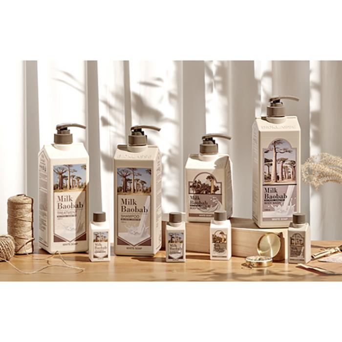 Milk Baobab Белый набор мыла для путешествий – Набор шампуня, кондиционера, геля для душа и лосьона, корейский