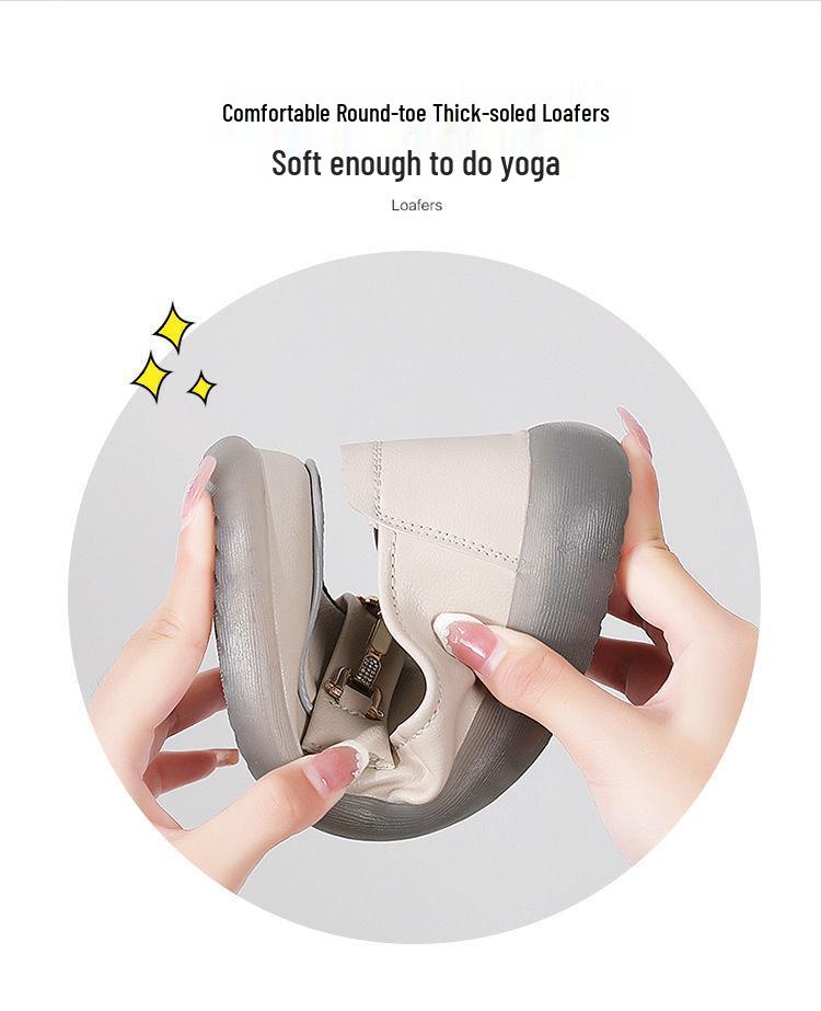 Женские осенние лоферы слипоны: Универсальные, Удобные, Мягкая подошва, Серо-бежевые, Плоский клиновидный каблук