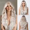 Стиль Постепенное изменение Платиновая челка из восьми символов Подстриженное лицо Длинные вьющиеся волосы Натуральный ленивый модный парик Полная прическа