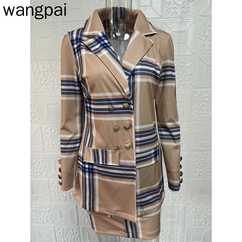 Женский осенне-зимний повседневный костюм с длинными рукавами, куртка с юбкой и принтом, комплект из двух предметов