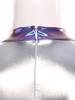 Womens Metallic Iridescent Alien Jumpsuit Fly Sleeve Leggings Unitard Space Cosplay Costume