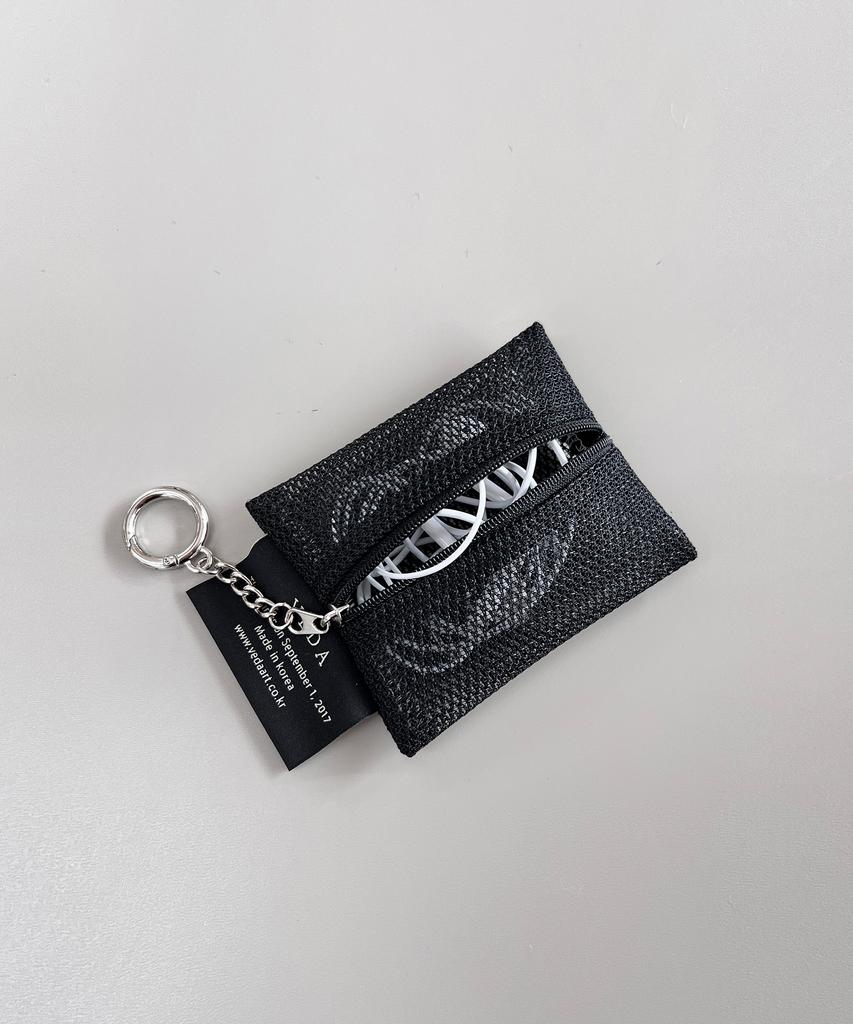 Мини-брелок-кошелек Veda Pouch_Сетчатый Черный